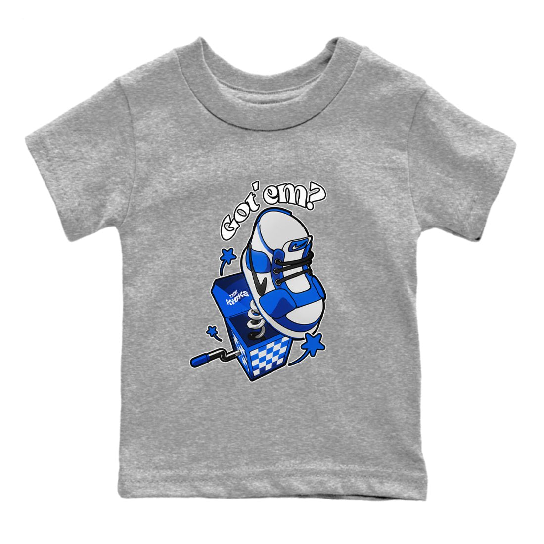 AJ1 Game Royal shirt to match jordans Shoe In The Box sneaker tees Air Jordan 1 Game Royal SNRT sneaker release tees baby toddler Heather Grey 2 cotton Shirt
