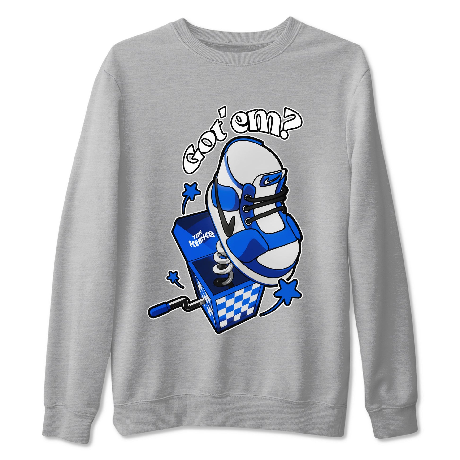 AJ1 Game Royal shirt to match jordans Shoe In The Box sneaker tees Air Jordan 1 Game Royal SNRT Sneaker Release Tees unisex cotton Heather Grey 2 crew neck shirt