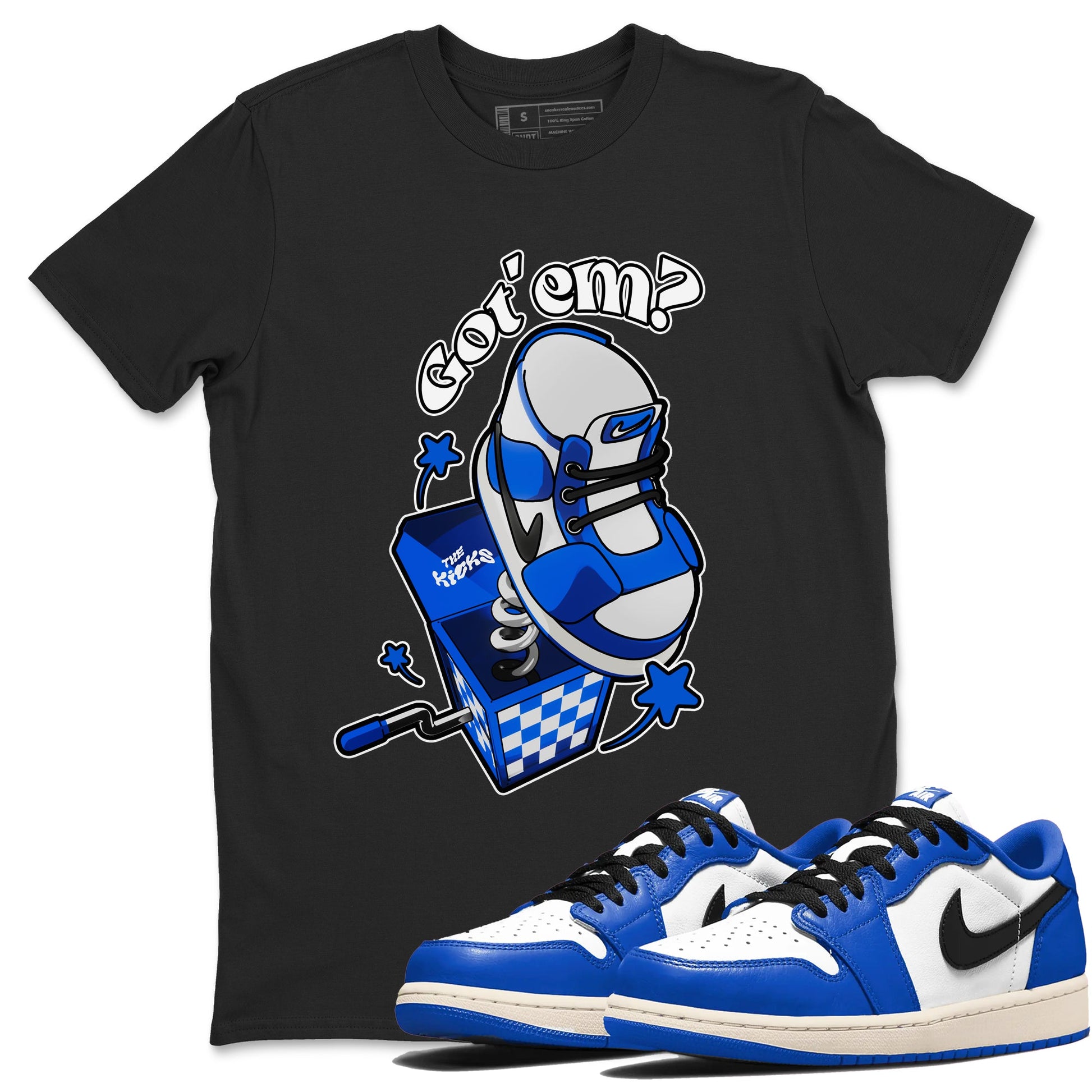 AJ1 Game Royal shirt to match jordans Shoe In The Box sneaker tees Air Jordan 1 Game Royal SNRT Sneaker Release Tees unisex cotton Black 1 crew neck shirt