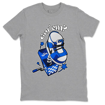 AJ1 Game Royal shirt to match jordans Shoe In The Box sneaker tees Air Jordan 1 Game Royal SNRT Sneaker Release Tees unisex cotton Heather Grey 2 crew neck shirt