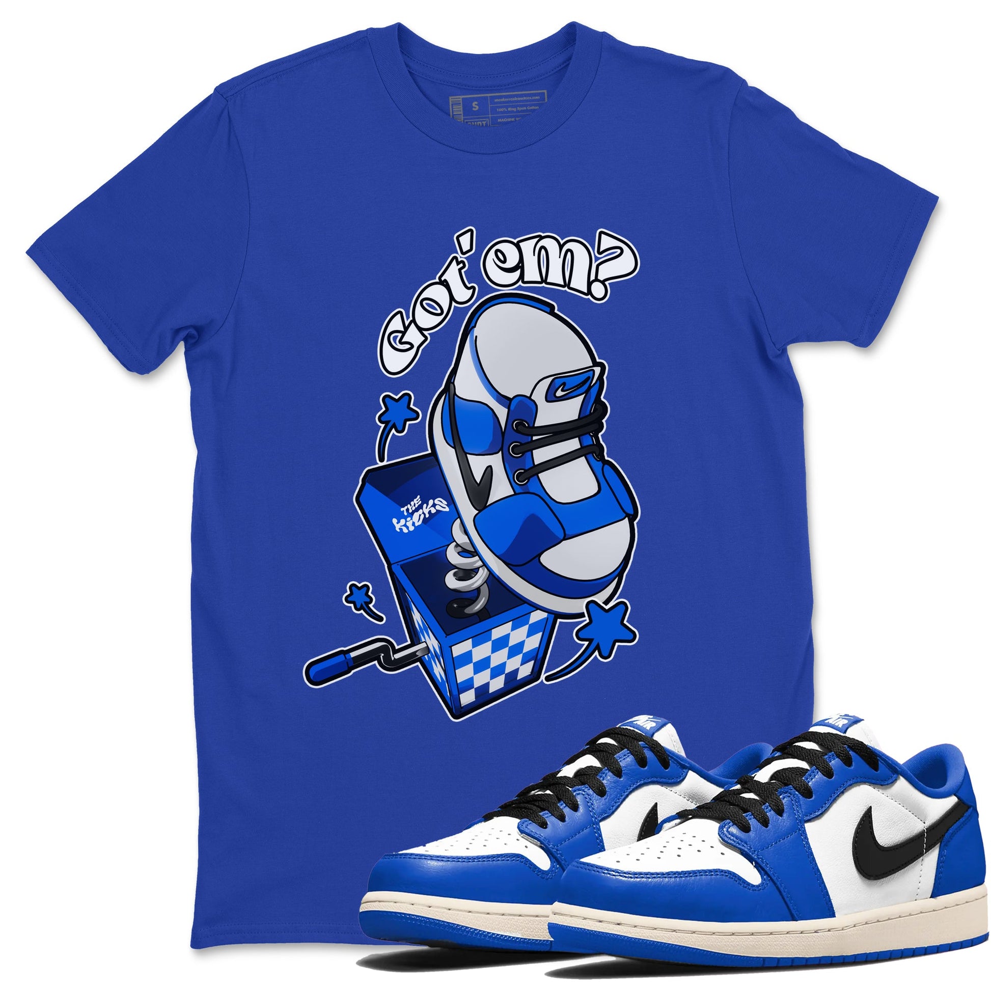 AJ1 Game Royal shirt to match jordans Shoe In The Box sneaker tees Air Jordan 1 Game Royal SNRT Sneaker Release Tees unisex cotton Royal Blue 1 crew neck shirt
