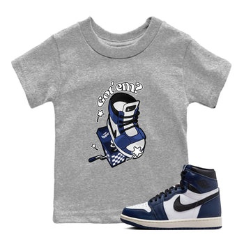 1s Midnight Navy shirts to match jordans Shoe In The Box sneaker match tees Air Jordan 1 Midnight Navy match shoes to clothes SNRT Sneaker Tees Youth Baby Heather Grey 1 tee