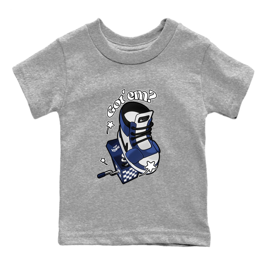 1s Midnight Navy shirts to match jordans Shoe In The Box sneaker match tees Air Jordan 1 Midnight Navy match shoes to clothes SNRT Sneaker Tees Youth Baby Heather Grey 2 tee