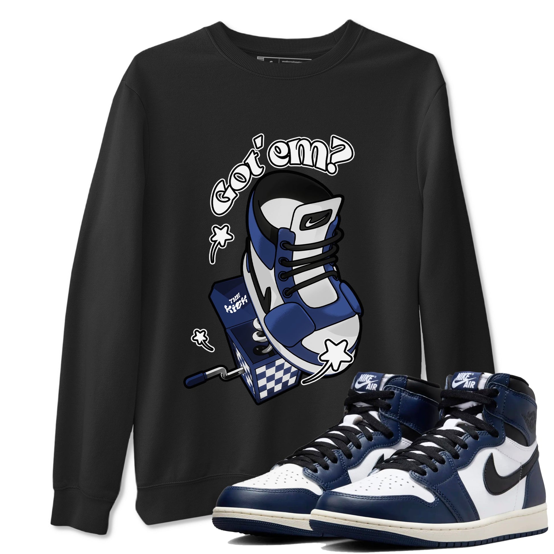 1s Midnight Navy shirts to match jordans Shoe In The Box sneaker match tees Air Jordan 1 Midnight Navy match shoes to clothes SNRT Sneaker Tees unisex cotton Black 1 shirts