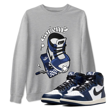 1s Midnight Navy shirts to match jordans Shoe In The Box sneaker match tees Air Jordan 1 Midnight Navy match shoes to clothes SNRT Sneaker Tees unisex cotton Heather Grey 1 shirts