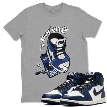 1s Midnight Navy shirts to match jordans Shoe In The Box sneaker match tees Air Jordan 1 Midnight Navy match shoes to clothes SNRT Sneaker Tees unisex cotton Heather Grey 1 shirts
