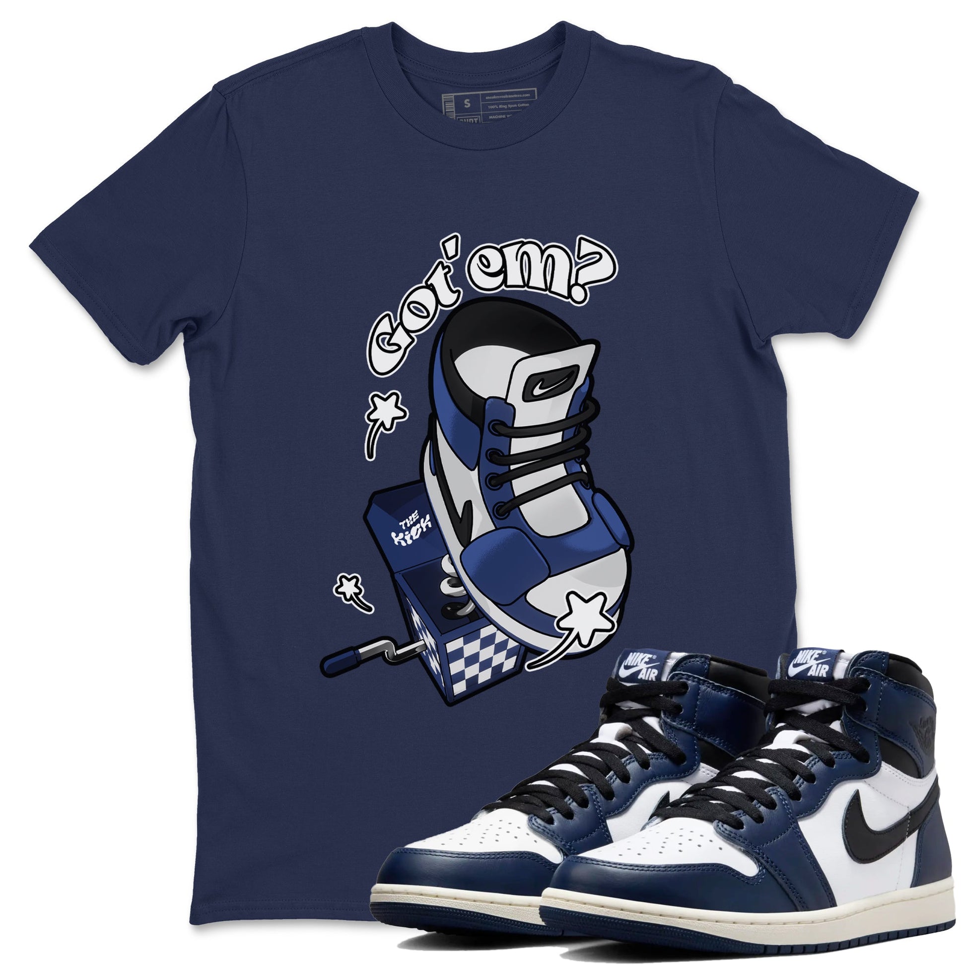 1s Midnight Navy shirts to match jordans Shoe In The Box sneaker match tees Air Jordan 1 Midnight Navy match shoes to clothes SNRT Sneaker Tees unisex cotton Navy 1 shirts