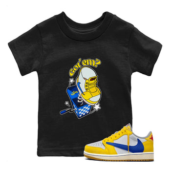 1s Travis Scott Canary shirt to match jordans Shoe In The Box sneaker tees Air Jordan 1 Travis Scott Canary SNRT sneaker release tees baby toddler Black 1 cotton Shirt