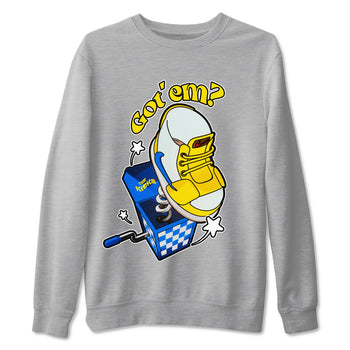 1s Travis Scott Canary shirt to match jordans Shoe In The Box sneaker tees Air Jordan 1 Travis Scott Canary SNRT Sneaker Release Tees unisex cotton Heather Grey 2 crew neck shirt