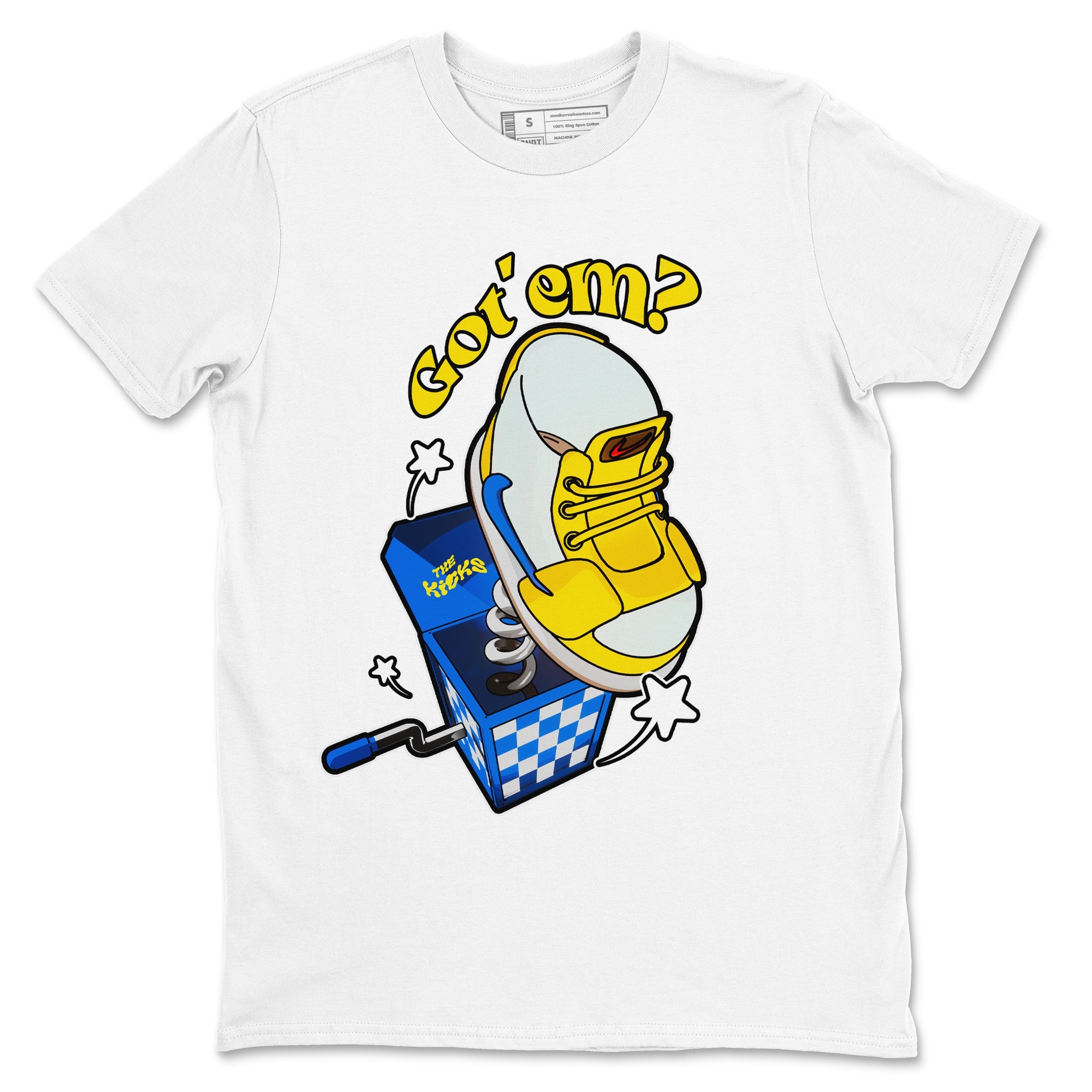 1s Travis Scott Canary shirt to match jordans Shoe In The Box sneaker tees Air Jordan 1 Travis Scott Canary SNRT Sneaker Release Tees unisex cotton White 2 crew neck shirt