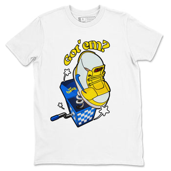 1s Travis Scott Canary shirt to match jordans Shoe In The Box sneaker tees Air Jordan 1 Travis Scott Canary SNRT Sneaker Release Tees unisex cotton White 2 crew neck shirt