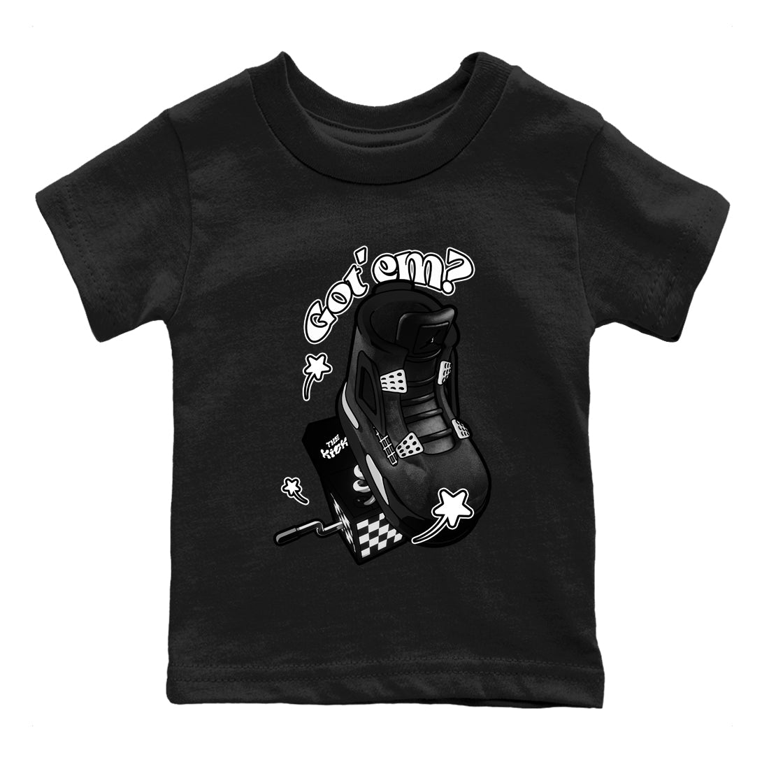 4s White Thunder shirts to match jordans Shoe In The Box sneaker match tees Air Jordan 4 White Thunder SNRT Sneaker Release Tees Youth Baby Black 2 crew neck shirts