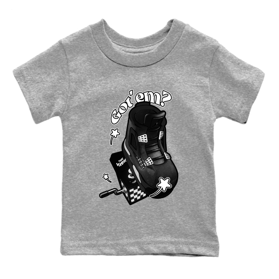 4s White Thunder shirts to match jordans Shoe In The Box sneaker match tees Air Jordan 4 White Thunder SNRT Sneaker Release Tees Youth Baby Heather Grey 2 crew neck shirts