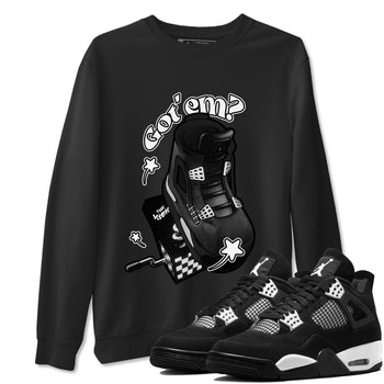 4s White Thunder shirts to match jordans Shoe In The Box sneaker match tees Air Jordan 4 White Thunder SNRT Sneaker Release Tees unisex cotton Black 1 crew neck shirts