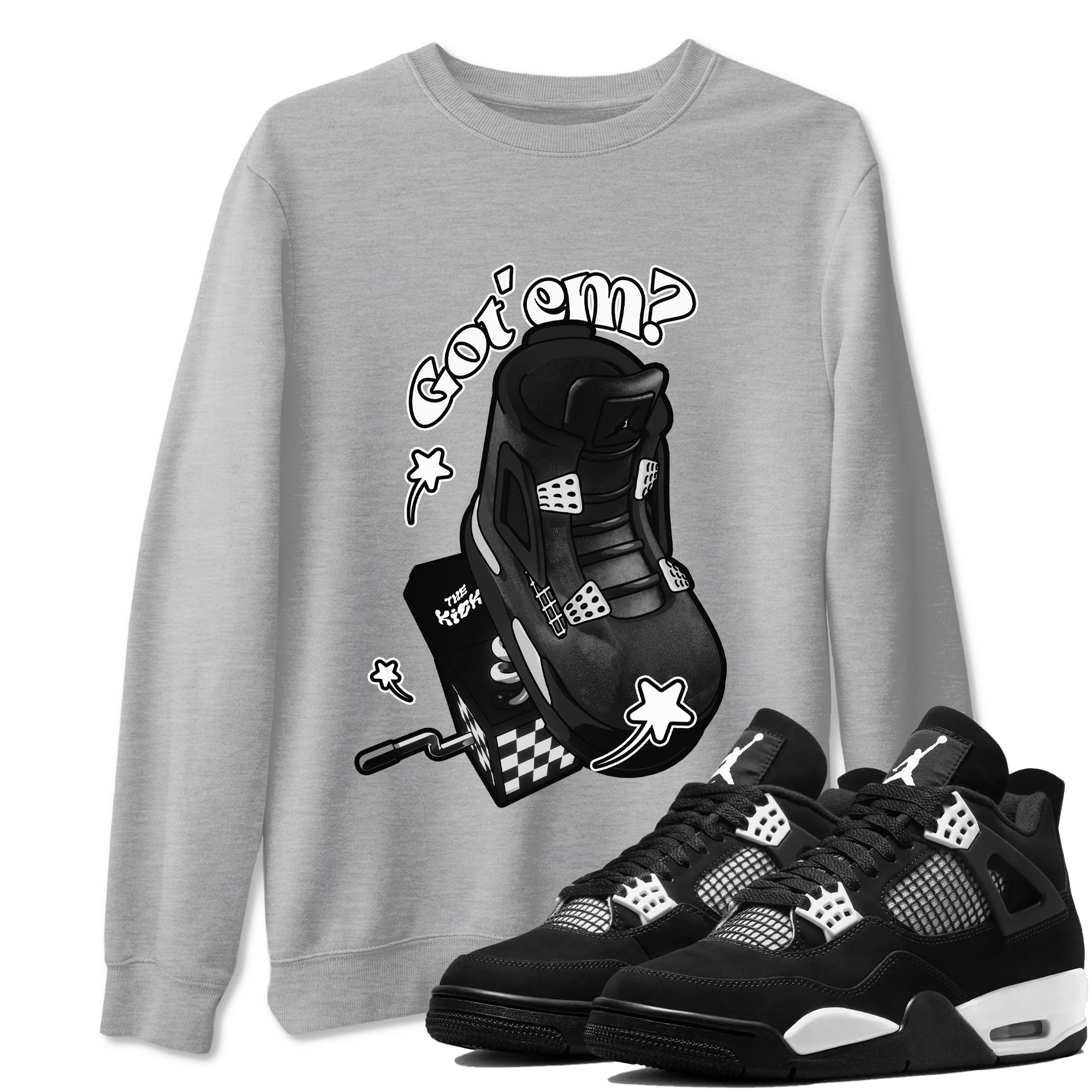 4s White Thunder shirts to match jordans Shoe In The Box sneaker match tees Air Jordan 4 White Thunder SNRT Sneaker Release Tees unisex cotton Heather Grey 1 crew neck shirts