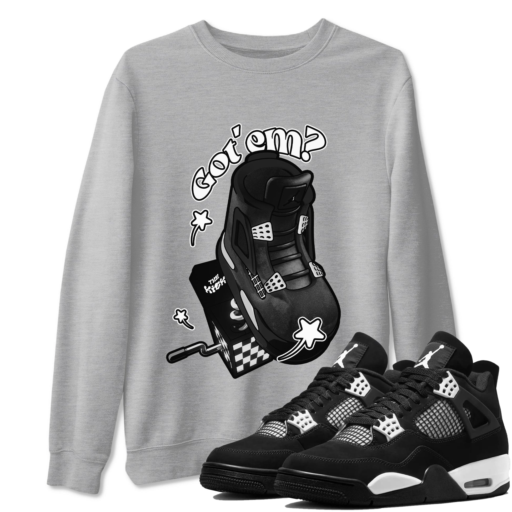 4s White Thunder shirts to match jordans Shoe In The Box sneaker match tees Air Jordan 4 White Thunder SNRT Sneaker Release Tees unisex cotton Heather Grey 1 crew neck shirts