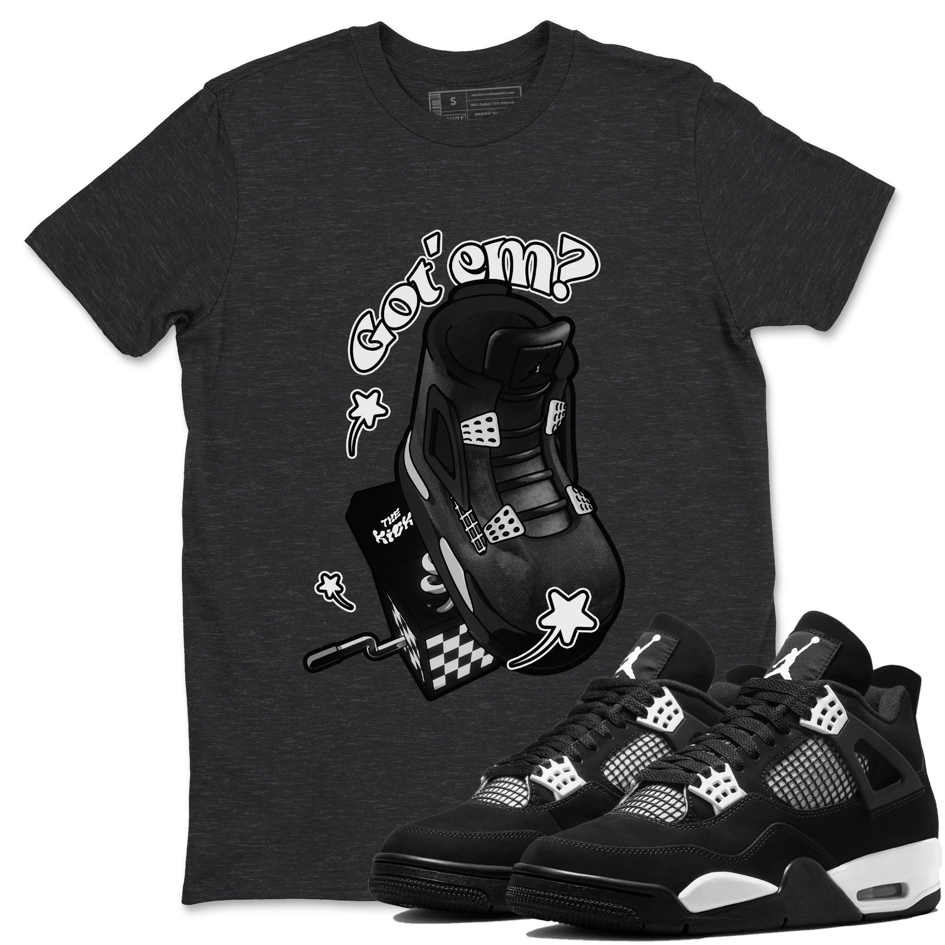 4s White Thunder shirts to match jordans Shoe In The Box sneaker match tees Air Jordan 4 White Thunder SNRT Sneaker Release Tees unisex cotton Charcoal Heather 1 crew neck shirts