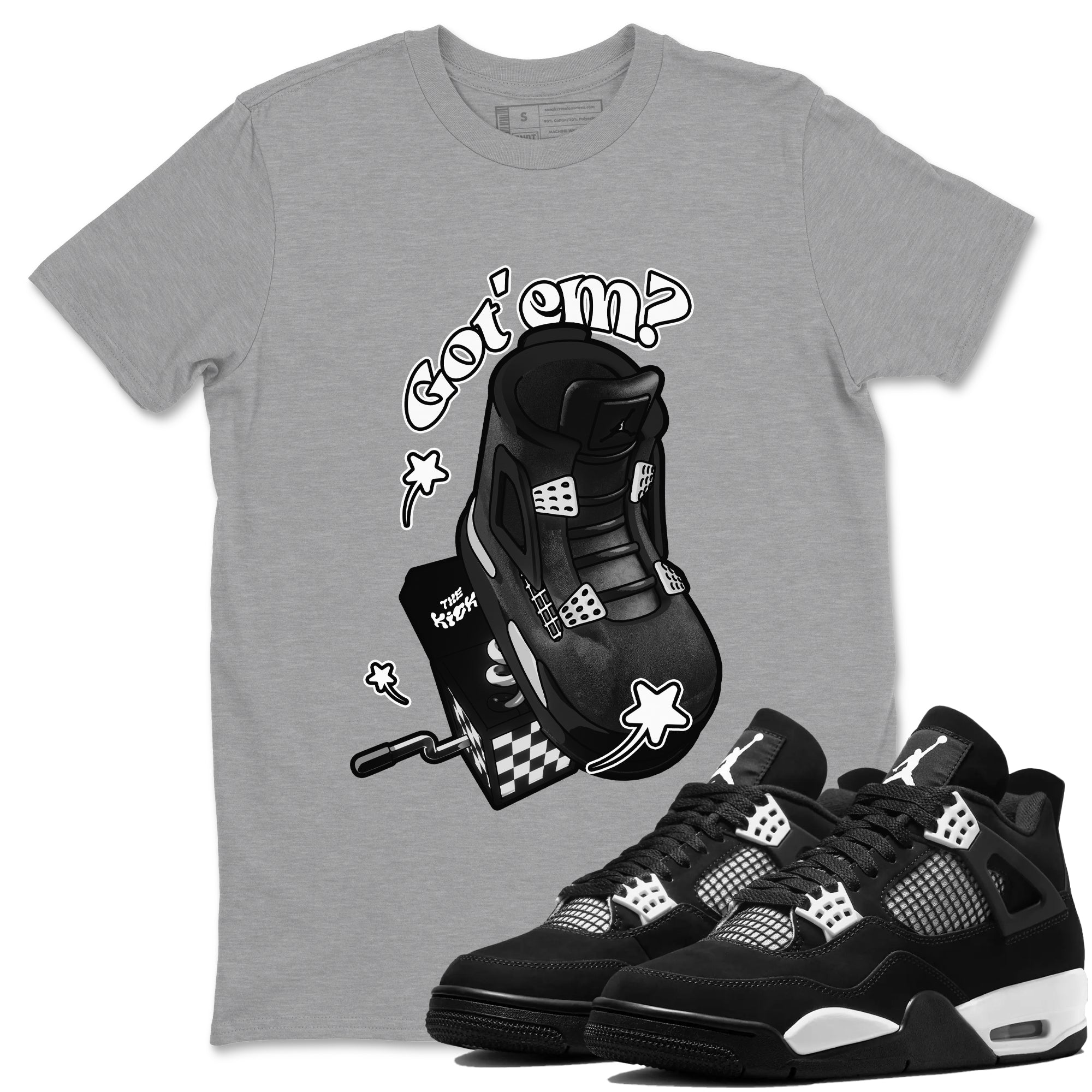 4s White Thunder shirts to match jordans Shoe In The Box sneaker match tees Air Jordan 4 White Thunder SNRT Sneaker Release Tees unisex cotton Heather Grey 1 crew neck shirts