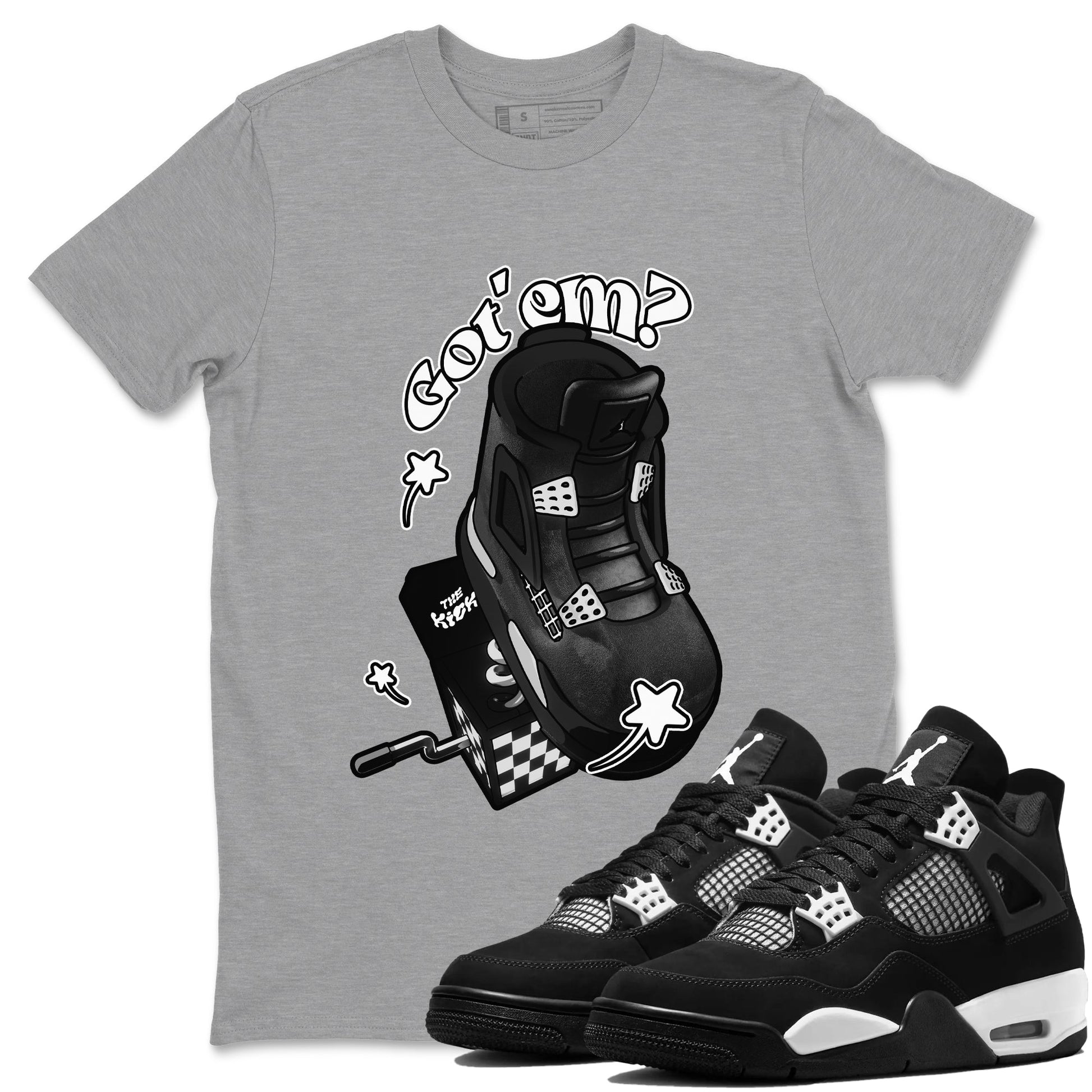 4s White Thunder shirts to match jordans Shoe In The Box sneaker match tees Air Jordan 4 White Thunder SNRT Sneaker Release Tees unisex cotton Heather Grey 1 crew neck shirts
