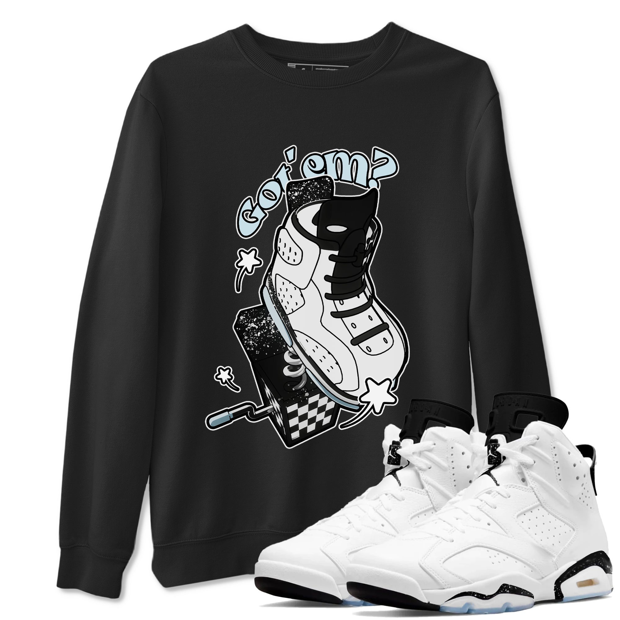 AJ6 White Black shirts to match jordans Shoe In The Box sneaker match tees Air Jordan 6 White Black SNRT Sneaker Tees streetwear brand Black 1 unisex cotton tee