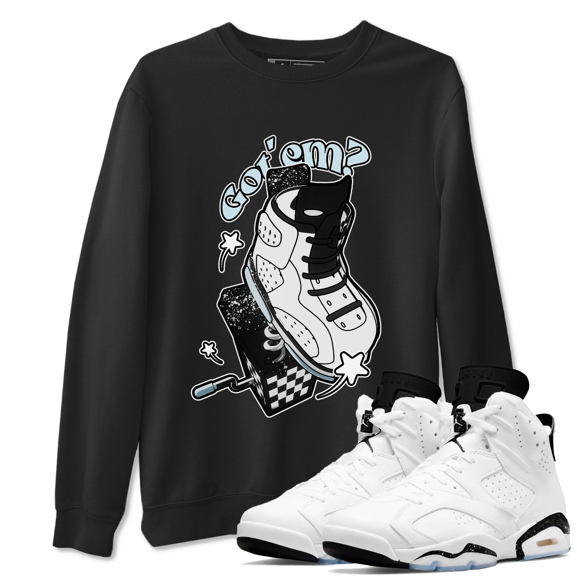 AJ6 White Black shirts to match jordans Shoe In The Box sneaker match tees Air Jordan 6 White Black SNRT Sneaker Tees streetwear brand Black 1 unisex cotton tee