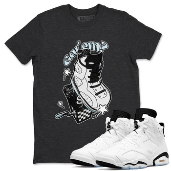 AJ6 White Black shirts to match jordans Shoe In The Box sneaker match tees Air Jordan 6 White Black SNRT Sneaker Tees streetwear brand Charcoal Heather 1 unisex cotton tee