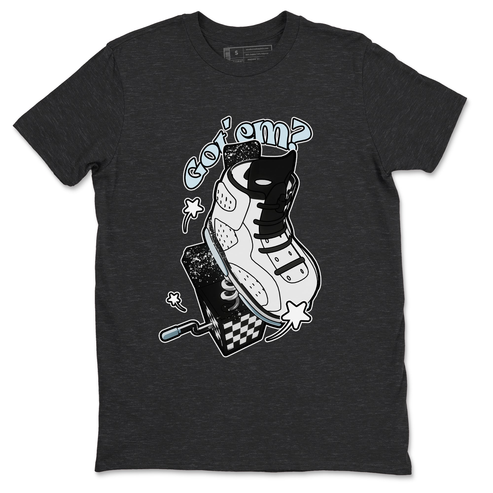 AJ6 White Black shirts to match jordans Shoe In The Box sneaker match tees Air Jordan 6 White Black SNRT Sneaker Tees streetwear brand Charcoal Heather 2 unisex cotton tee