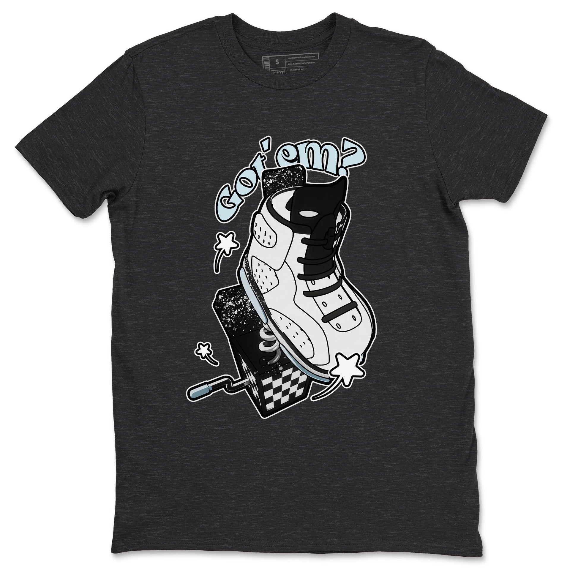 AJ6 White Black shirts to match jordans Shoe In The Box sneaker match tees Air Jordan 6 White Black SNRT Sneaker Tees streetwear brand Charcoal Heather 2 unisex cotton tee