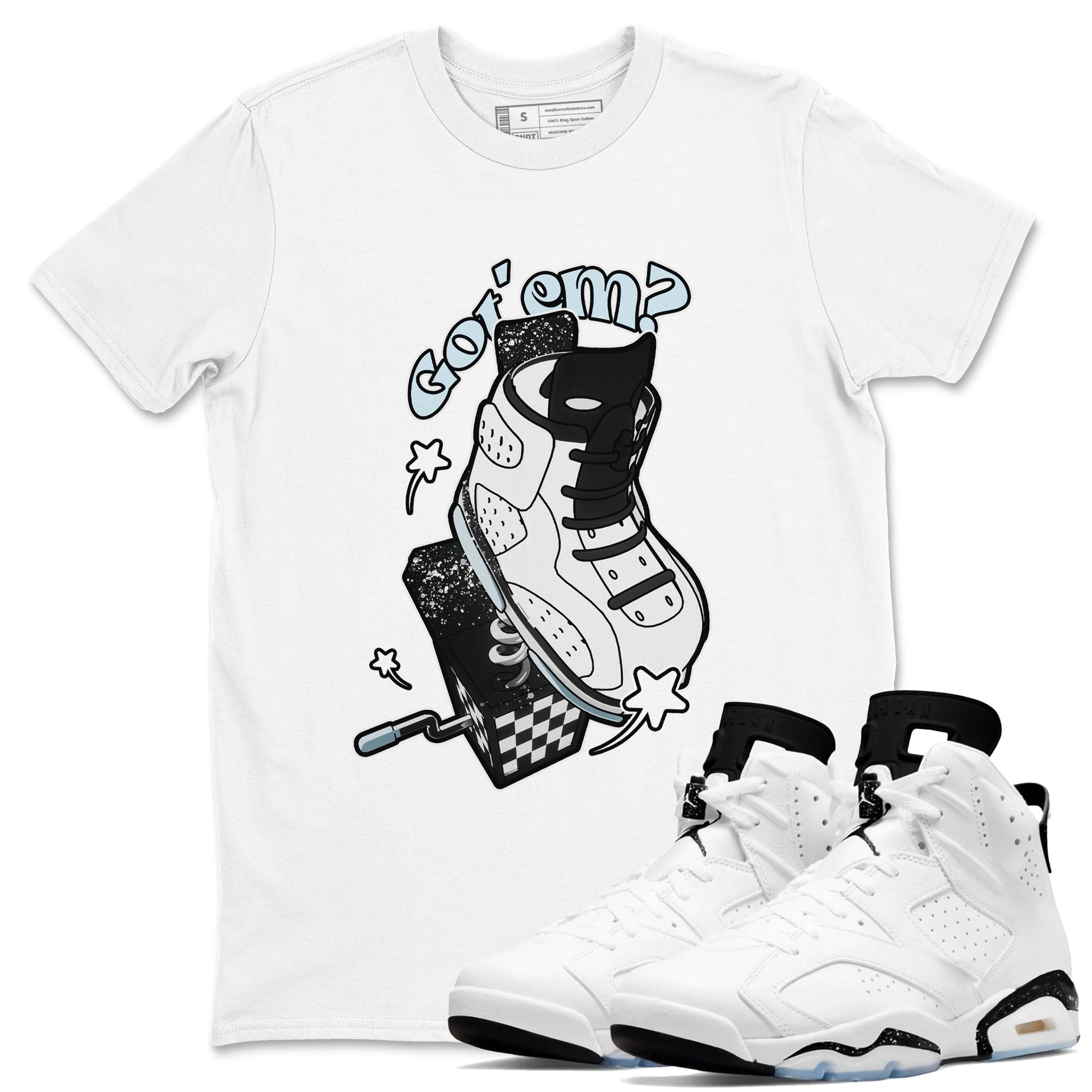 AJ6 White Black shirts to match jordans Shoe In The Box sneaker match tees Air Jordan 6 White Black SNRT Sneaker Tees streetwear brand White 1 unisex cotton tee