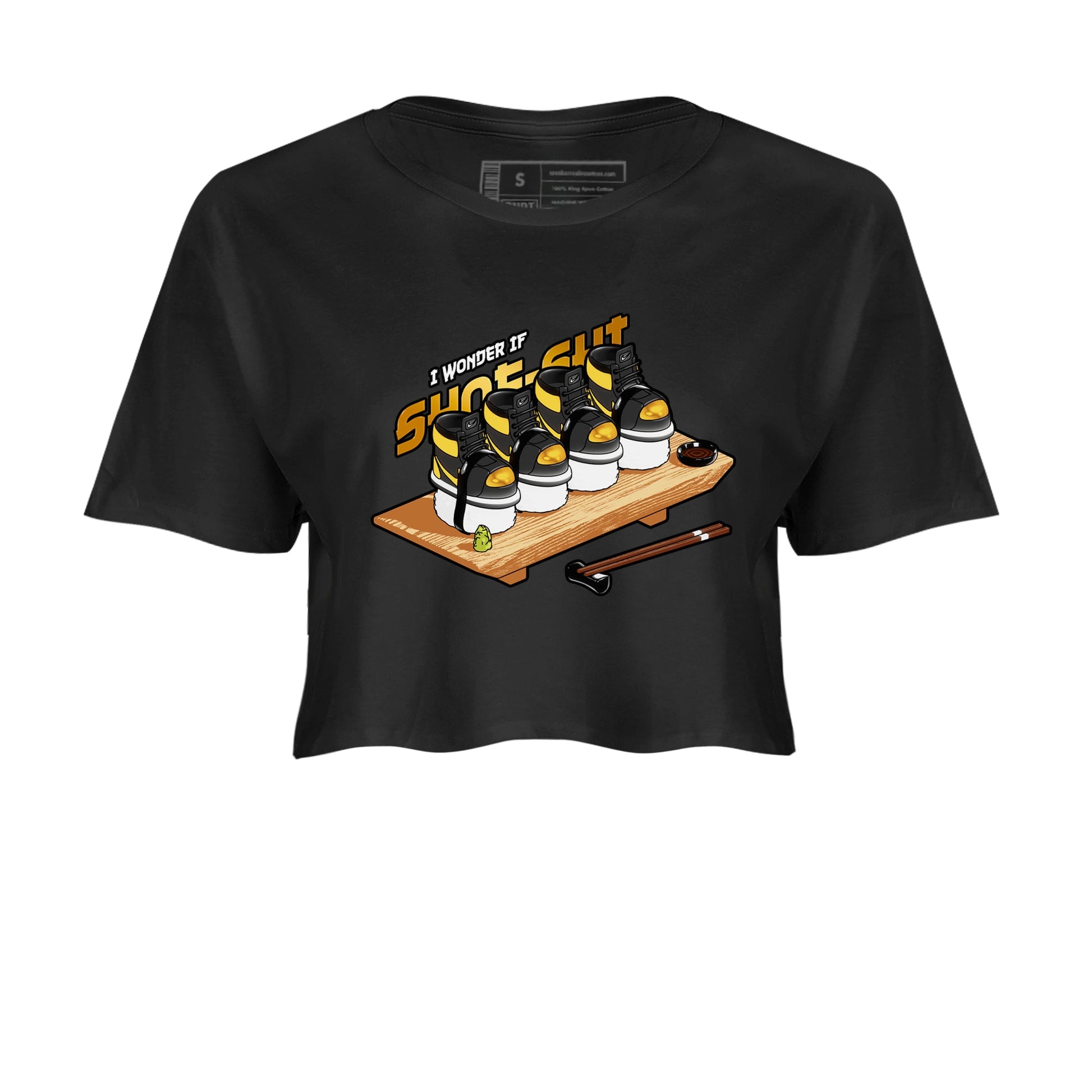 1s Black Metallic Gold shirts to match jordans Shoe-Shi sneaker match tees Jordan 1 High OG Black and Gold SNRT Sneaker Tees streetwear brand Black 2 crop tee
