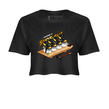 1s Black Metallic Gold shirts to match jordans Shoe-Shi sneaker match tees Jordan 1 High OG Black and Gold SNRT Sneaker Tees streetwear brand Black 2 crop tee