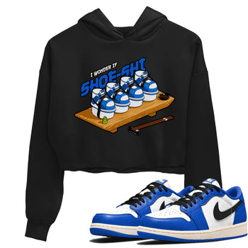 AJ1 Game Royal shirt to match jordans Shoe-Shi sneaker tees Air Jordan 1 Game Royal SNRT Sneaker Release Tees Black 1 crop length shirt