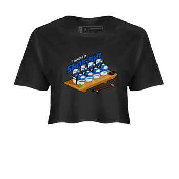 AJ1 Game Royal shirt to match jordans Shoe-Shi sneaker tees Air Jordan 1 Game Royal SNRT Sneaker Release Tees Black 2 crop length shirt