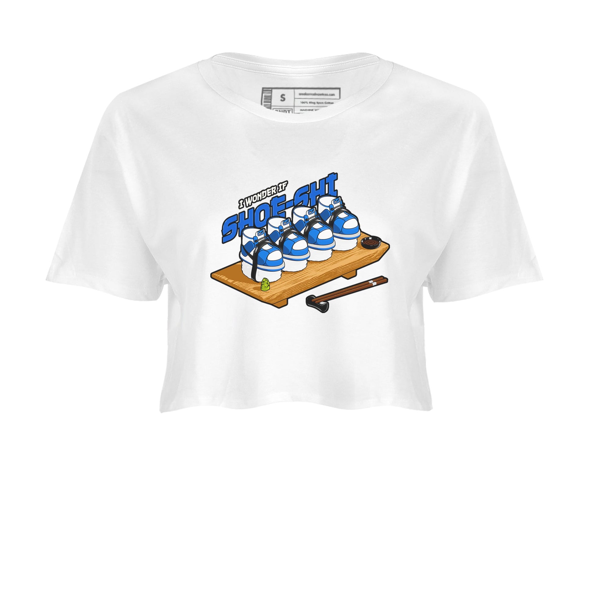 AJ1 Game Royal shirt to match jordans Shoe-Shi sneaker tees Air Jordan 1 Game Royal SNRT Sneaker Release Tees White 2 crop length shirt