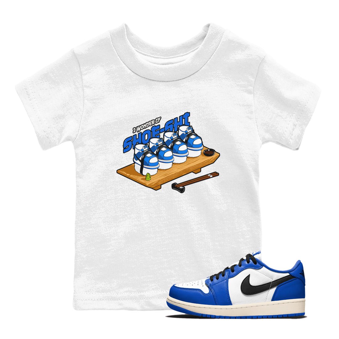 AJ1 Game Royal shirt to match jordans Shoe-Shi sneaker tees Air Jordan 1 Game Royal SNRT sneaker release tees baby toddler White 1 cotton Shirt