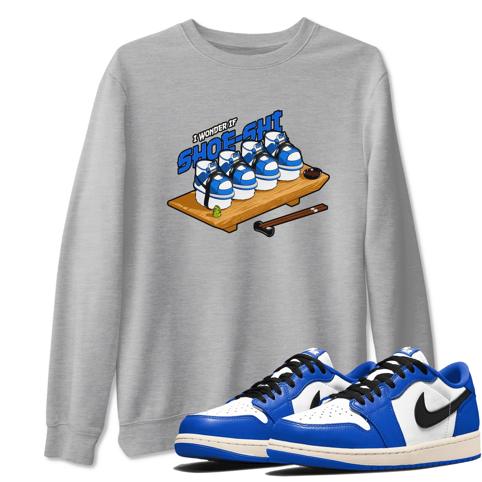 AJ1 Game Royal shirt to match jordans Shoe-Shi sneaker tees Air Jordan 1 Game Royal SNRT Sneaker Release Tees unisex cotton Heather Grey 1 crew neck shirt