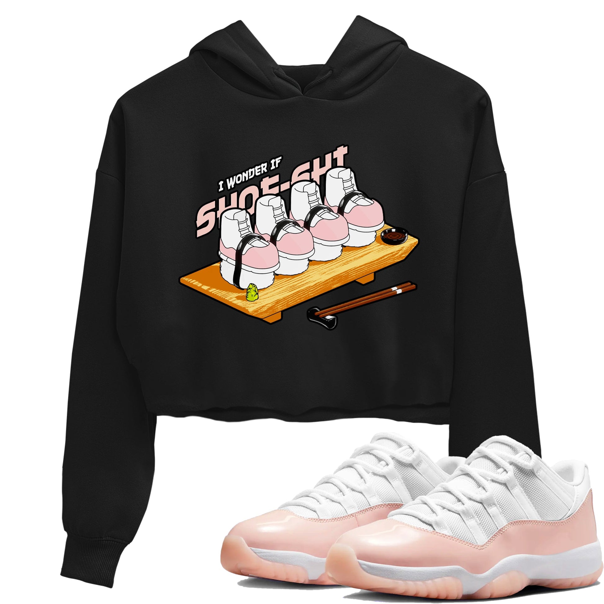11s Legend Pink shirts to match jordans Shoe-Shi sneaker match tees Air Jordan 11 Legend Pink SNRT Sneaker Tees streetwear brand Black 1 crop tee