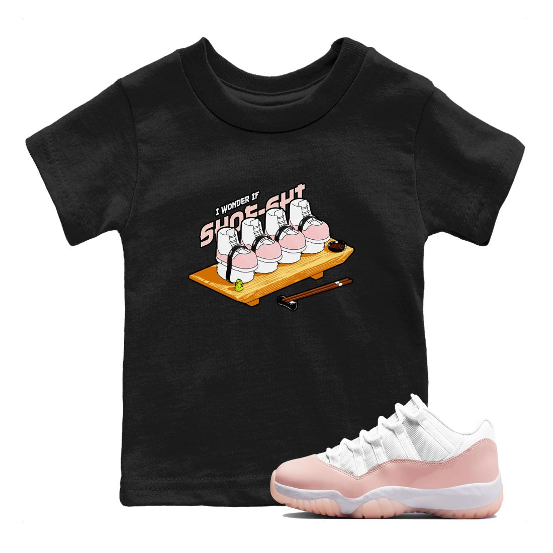 11s Legend Pink shirts to match jordans Shoe-Shi sneaker match tees Air Jordan 11 Legend Pink SNRT Sneaker Tees streetwear brand Baby and Youth Black 1 cotton tee