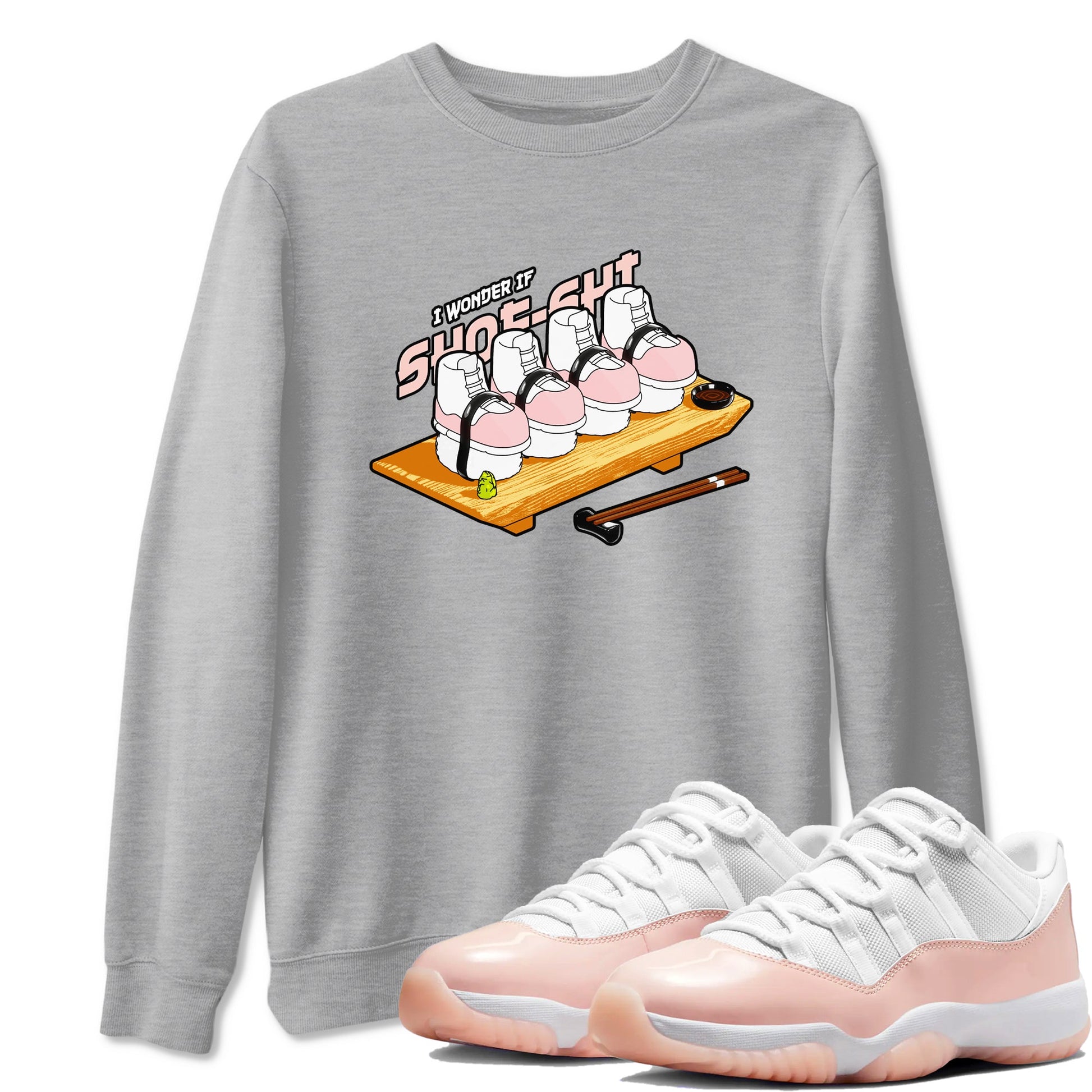 11s Legend Pink shirts to match jordans Shoe-Shi sneaker match tees Air Jordan 11 Legend Pink SNRT Sneaker Tees streetwear brand Heather Grey 1 unisex cotton tee