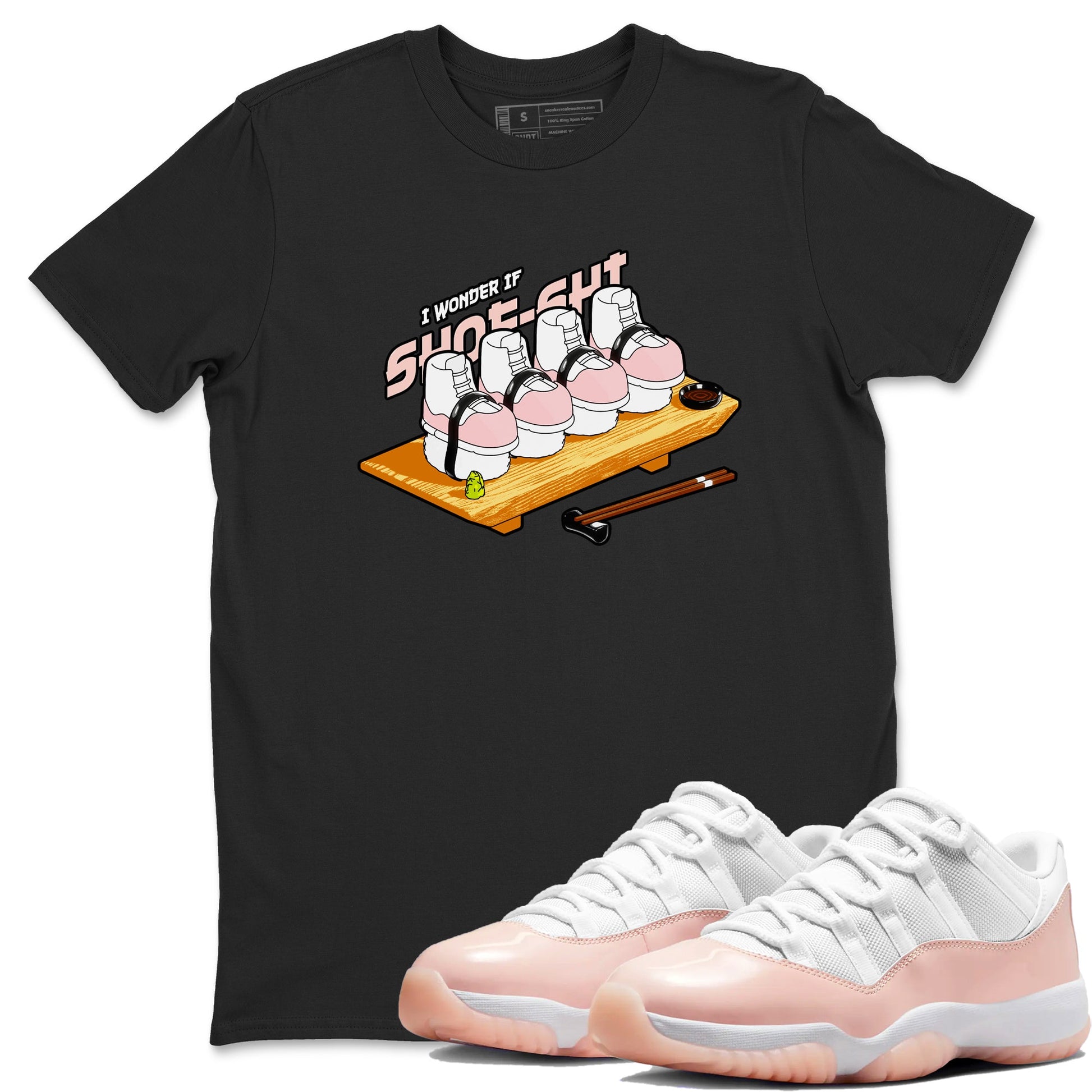 11s Legend Pink shirts to match jordans Shoe-Shi sneaker match tees Air Jordan 11 Legend Pink SNRT Sneaker Tees streetwear brand Black 1 unisex cotton tee