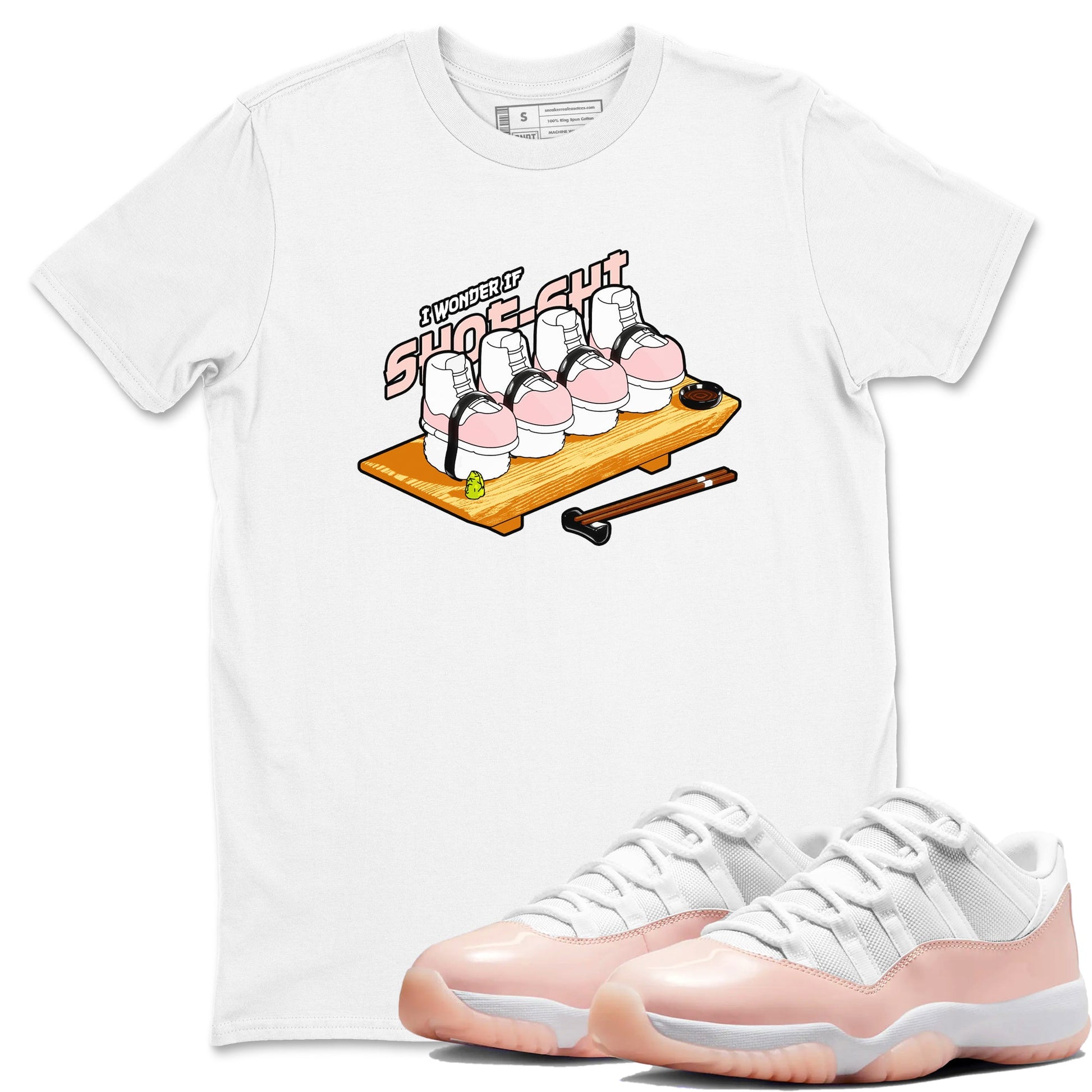 11s Legend Pink shirts to match jordans Shoe-Shi sneaker match tees Air Jordan 11 Legend Pink SNRT Sneaker Tees streetwear brand White 1 unisex cotton tee