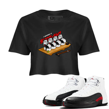 12s Taxi Flip shirts to match jordans Shoe-Shi sneaker match tees Air Jordan 12 Taxi Flip SNRT Sneaker Tees streetwear brand Black 1 crop tee