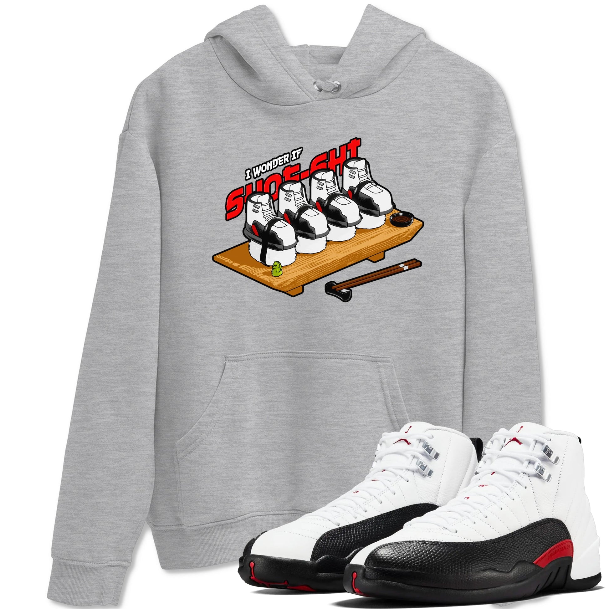 12s Taxi Flip shirts to match jordans Shoe-Shi sneaker match tees Air Jordan 12 Taxi Flip SNRT Sneaker Tees streetwear brand Heather Grey 1 unisex cotton tee