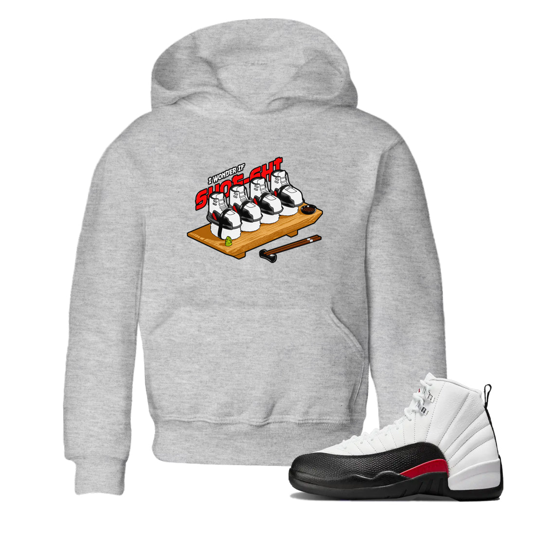 12s Taxi Flip shirts to match jordans Shoe-Shi sneaker match tees Air Jordan 12 Taxi Flip SNRT Sneaker Tees streetwear brand Baby and Youth Heather Grey 1 cotton tee