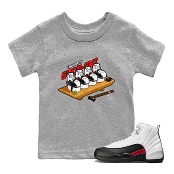 12s Taxi Flip shirts to match jordans Shoe-Shi sneaker match tees Air Jordan 12 Taxi Flip SNRT Sneaker Tees streetwear brand Baby and Youth Heather Grey 1 cotton tee
