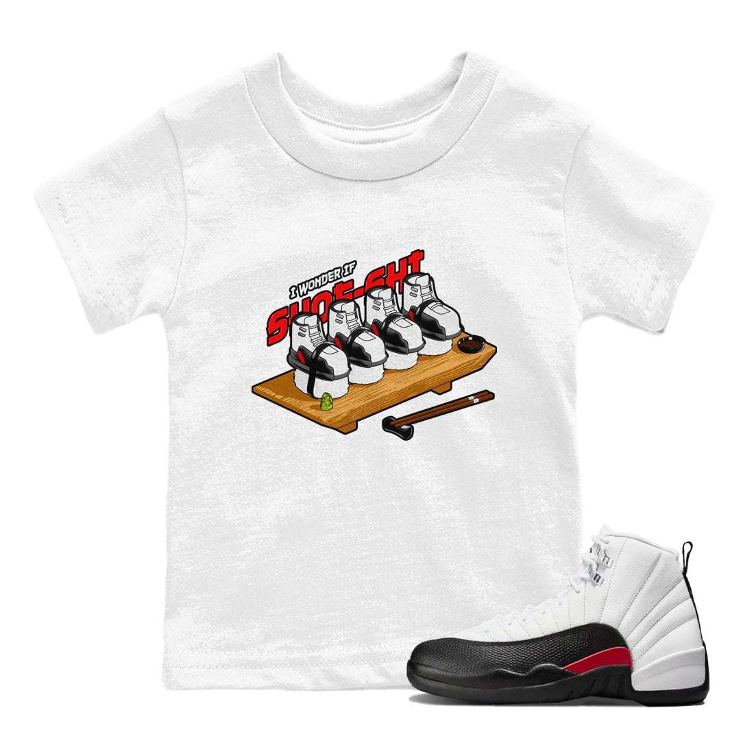 12s Taxi Flip shirts to match jordans Shoe-Shi sneaker match tees Air Jordan 12 Taxi Flip SNRT Sneaker Tees streetwear brand Baby and Youth White 1 cotton tee