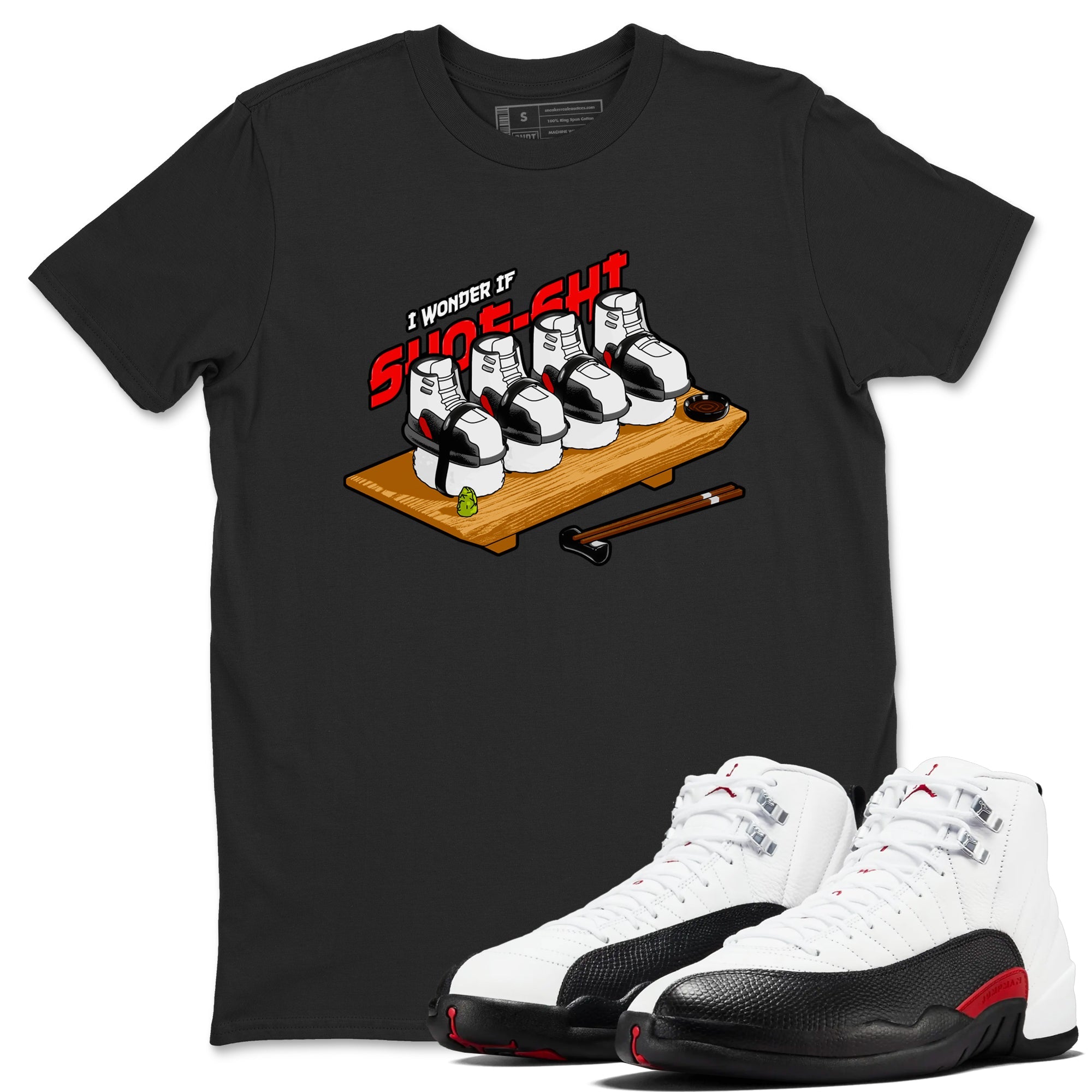 12s Taxi Flip shirts to match jordans Shoe-Shi sneaker match tees Air Jordan 12 Taxi Flip SNRT Sneaker Tees streetwear brand Black 1 unisex cotton tee