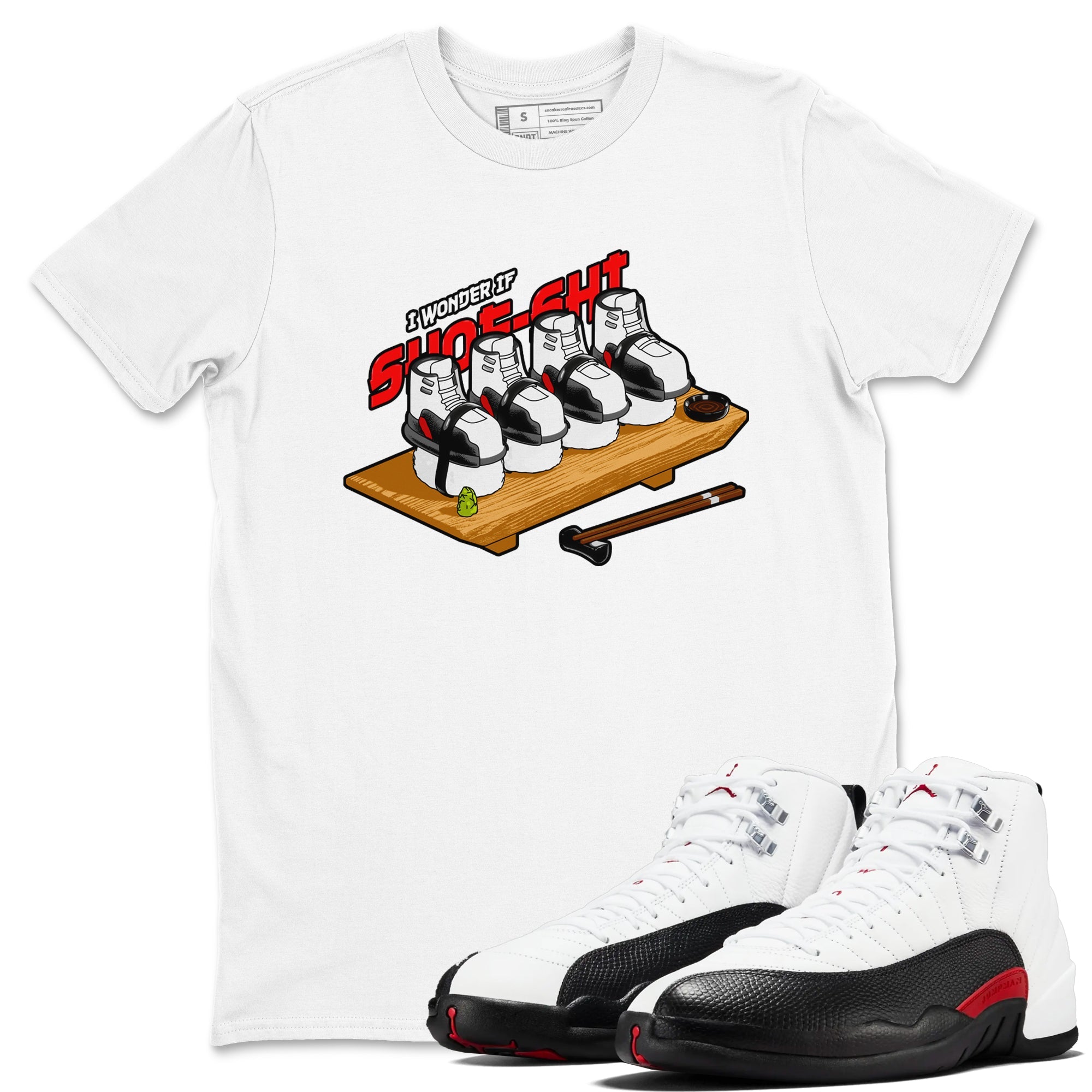 12s Taxi Flip shirts to match jordans Shoe-Shi sneaker match tees Air Jordan 12 Taxi Flip SNRT Sneaker Tees streetwear brand White 1 unisex cotton tee