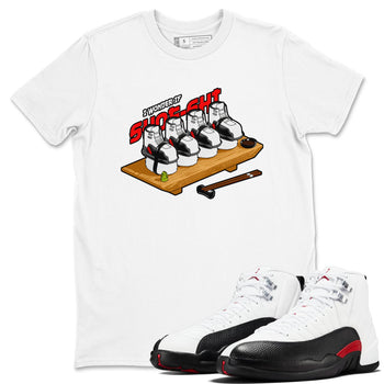 12s Taxi Flip shirts to match jordans Shoe-Shi sneaker match tees Air Jordan 12 Taxi Flip SNRT Sneaker Tees streetwear brand White 1 unisex cotton tee