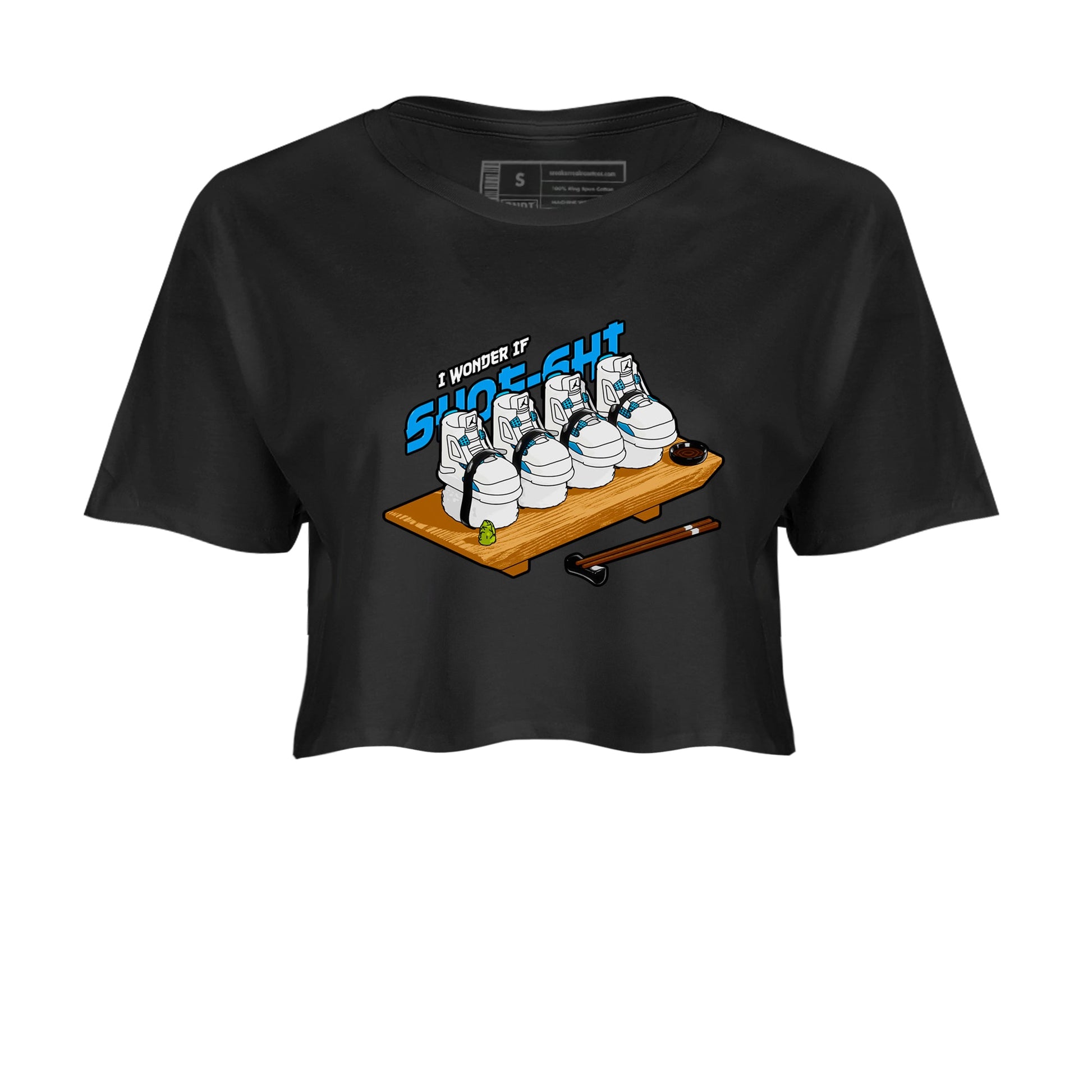 Air Jordan 4 Industrial Blue shirt to match jordans Shoe-Shi sneaker tees Air Jordan 4 Military Blue SNRT Sneaker Release Tees Black 2 crop length shirt